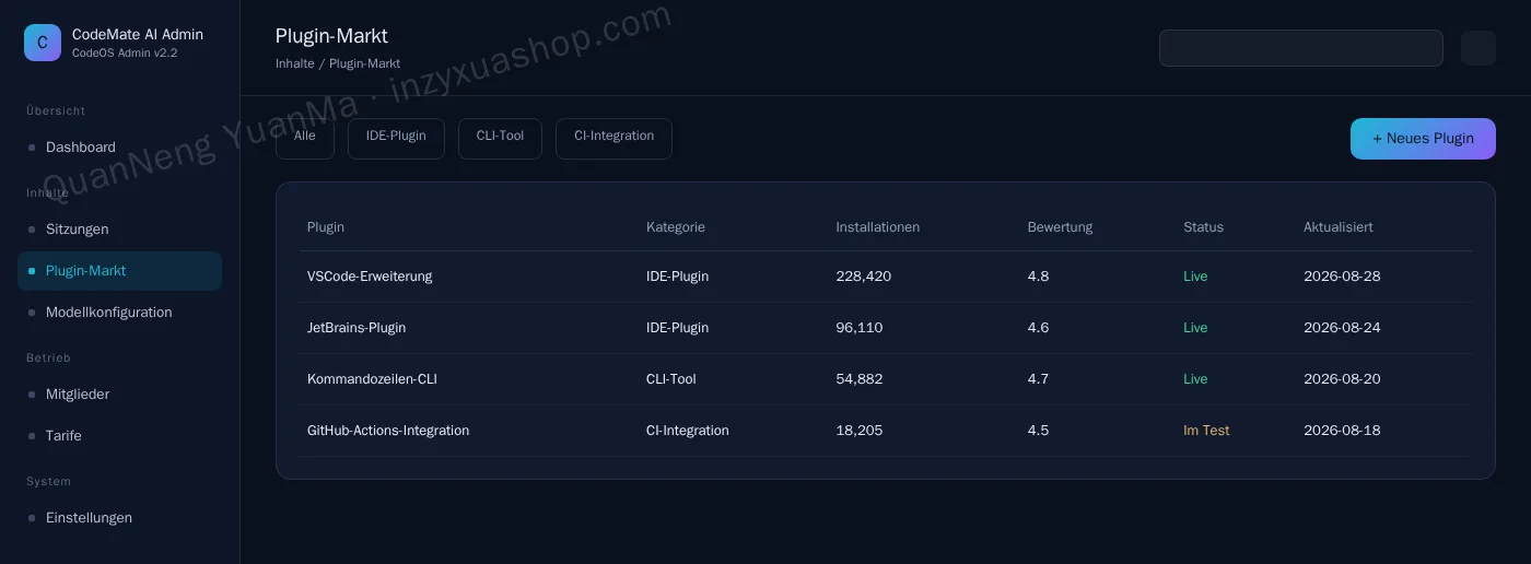 Admin zum Plugin-Marktplatz
