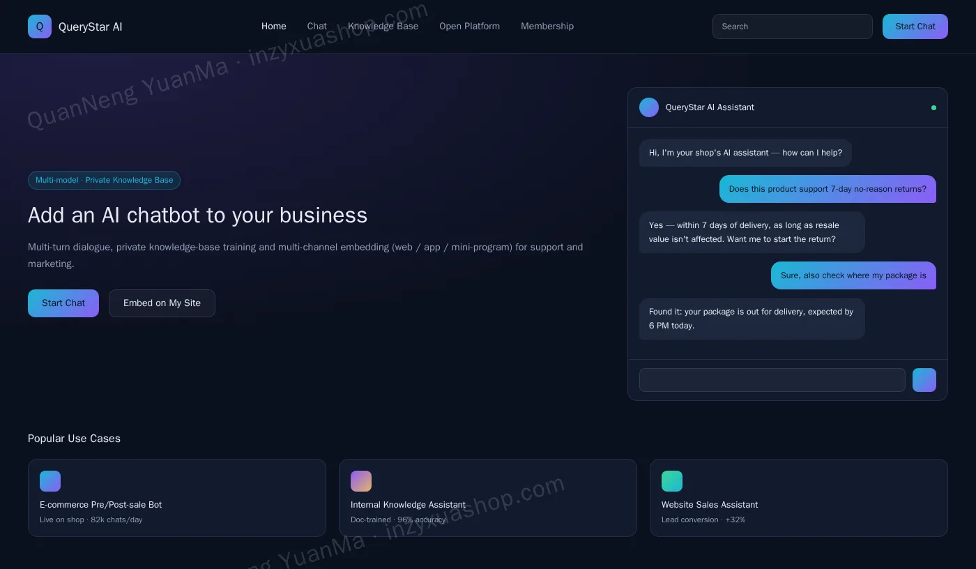 AI chatbot frontend home