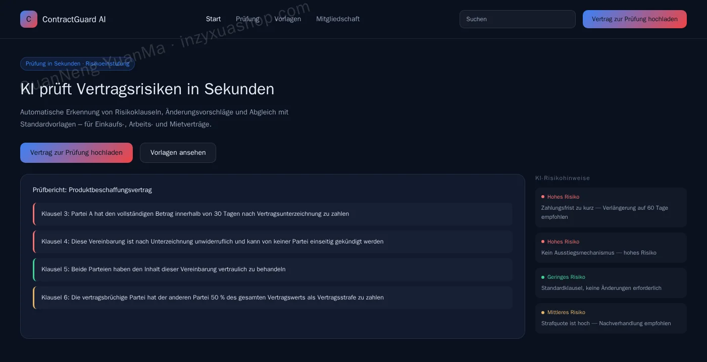 Frontend der KI-Vertragsprüfung