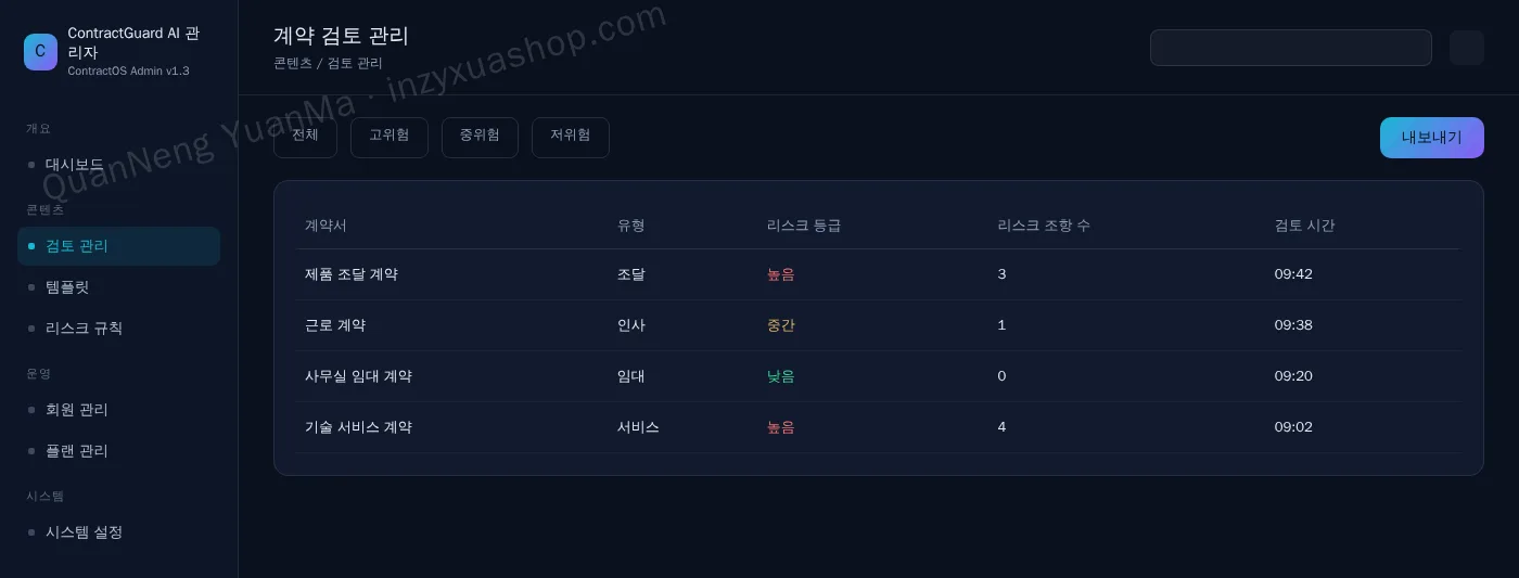 AI 계약서 검토 관리자·계약 관리