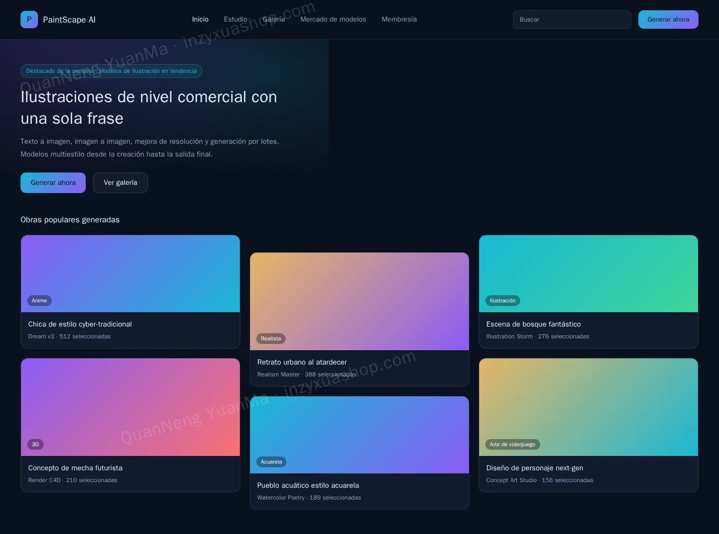 Frontend del generador de arte con IA