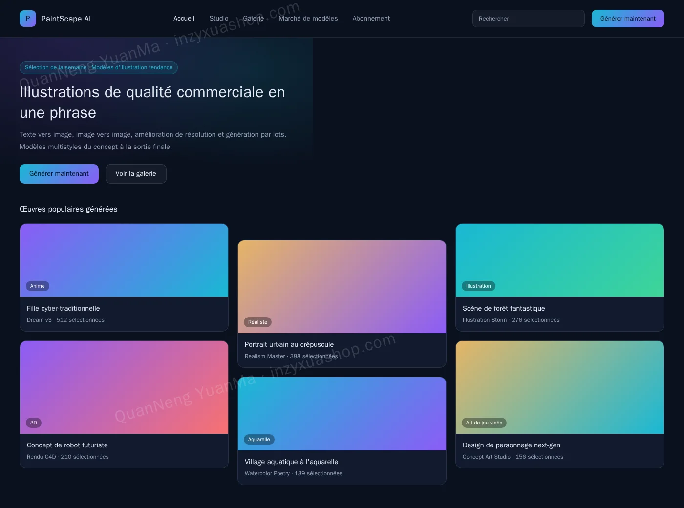 Frontend du générateur d'art IA