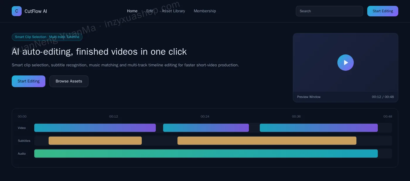 AI video editing frontend home
