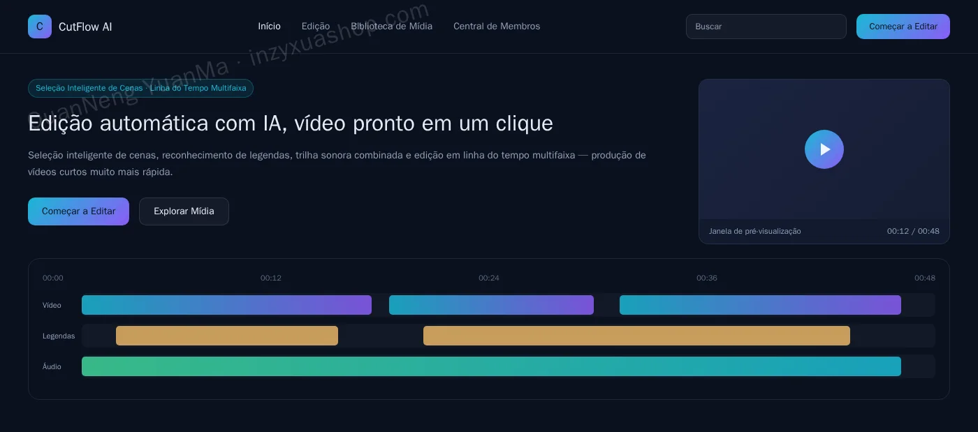 Frontend de edição de vídeo com IA