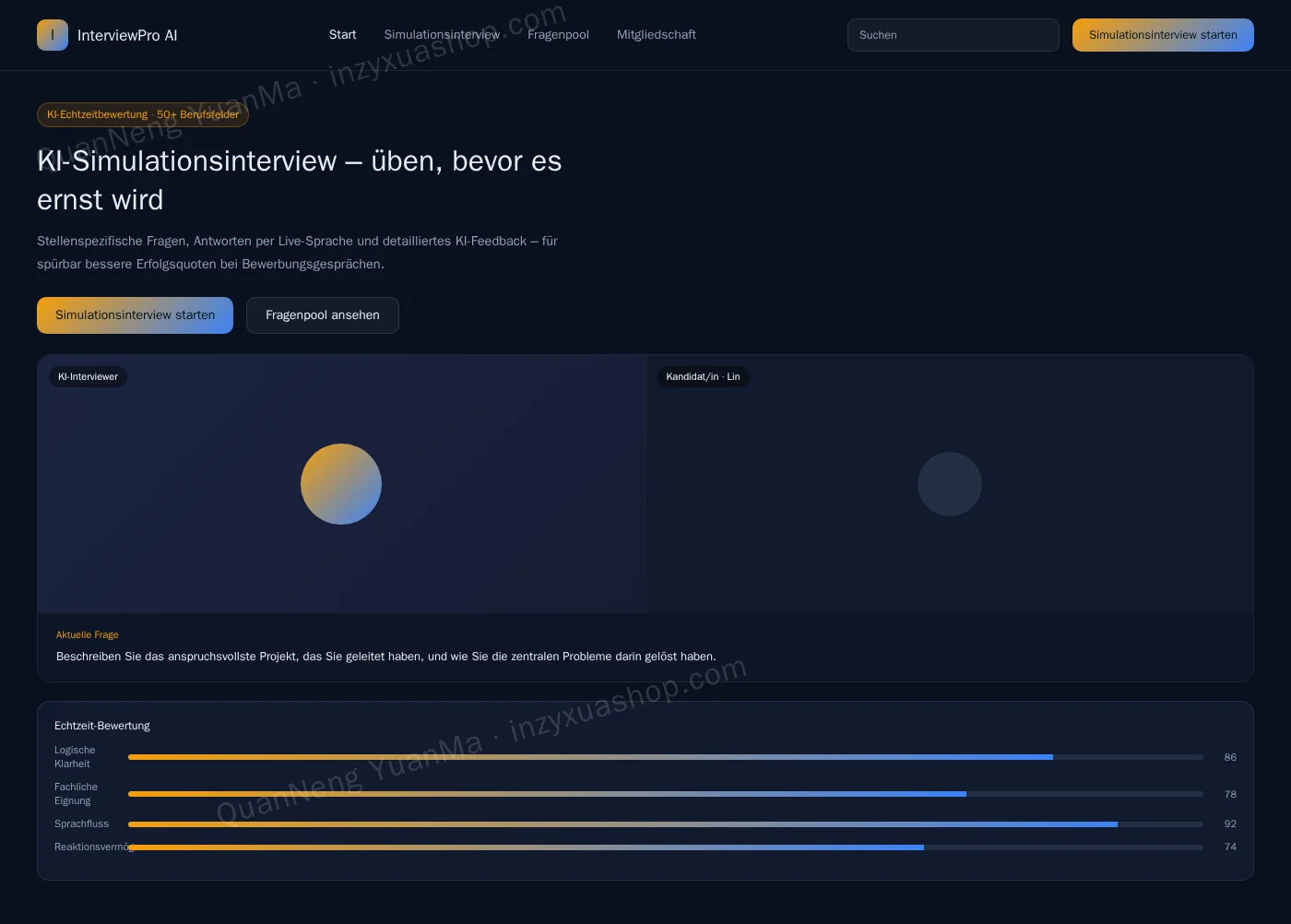 Frontend des KI-Interviewsimulators