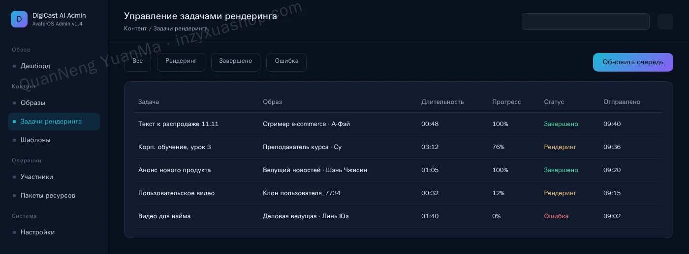 Админка очереди задач