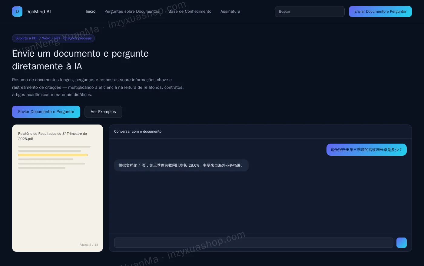 Frontend de perguntas e respostas de documentos com IA