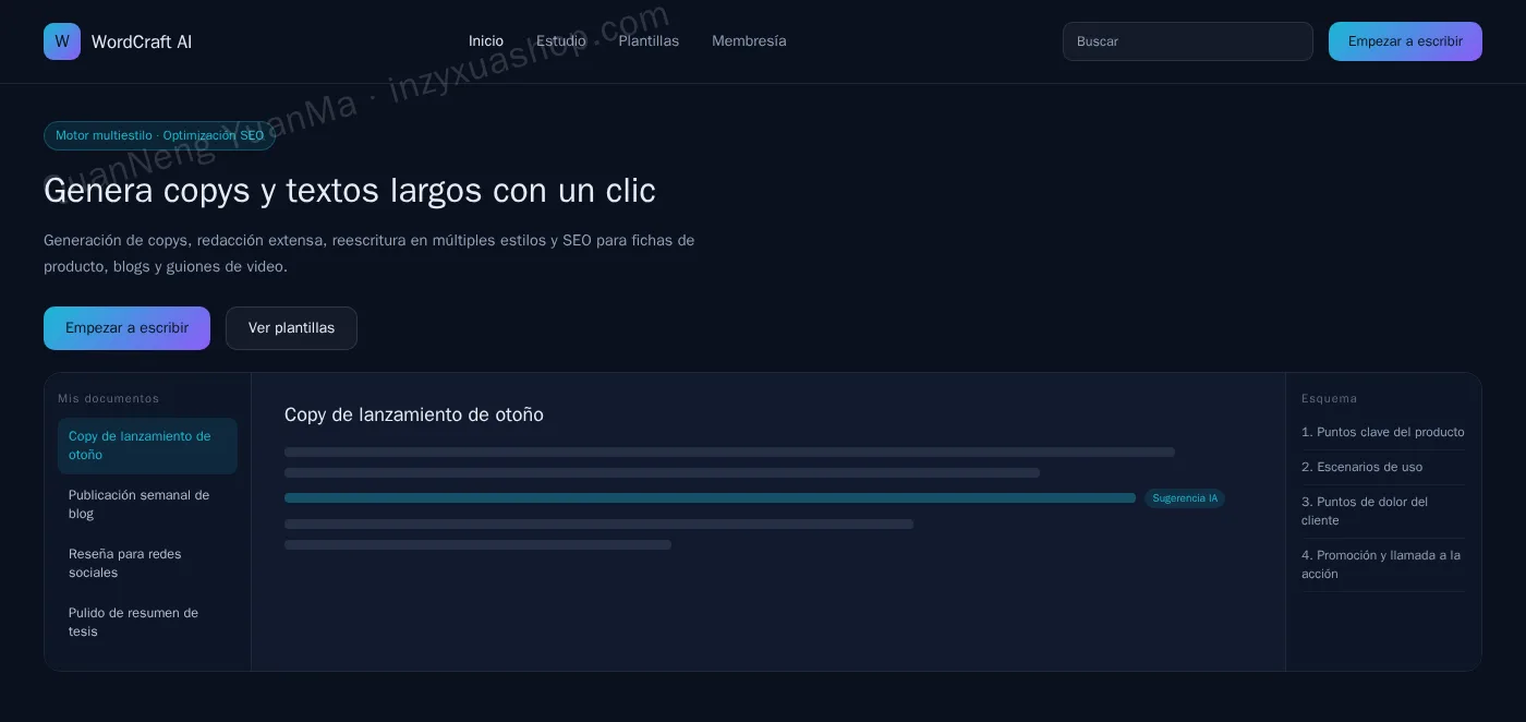 Frontend del asistente de escritura con IA