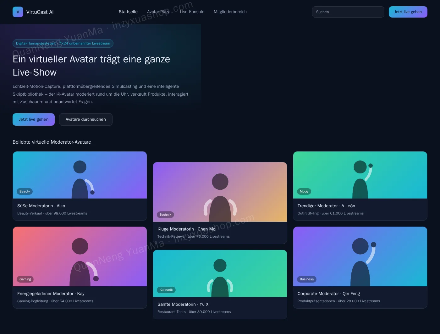 Frontend des KI-Avatar-Livestreams