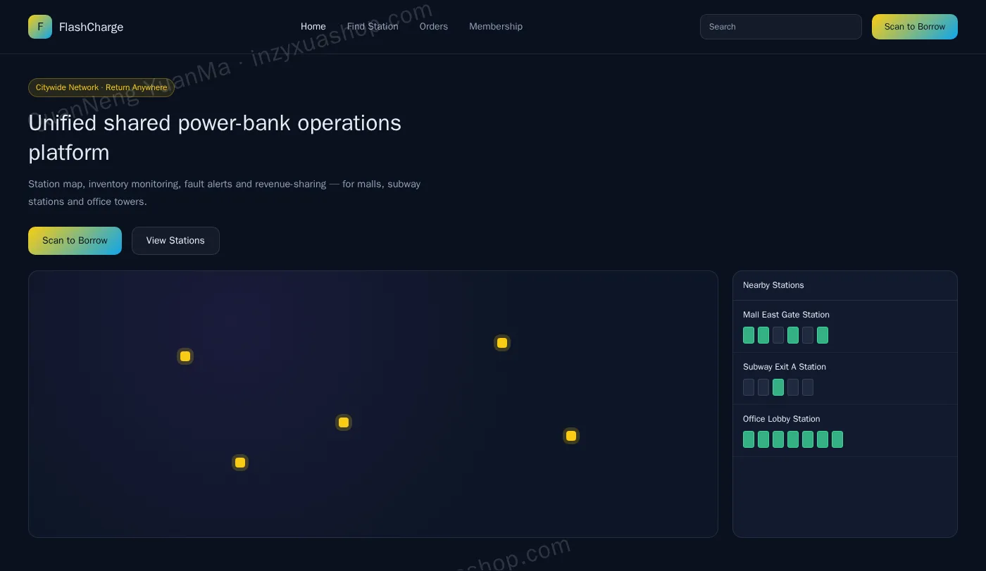 Shared power bank management frontend home