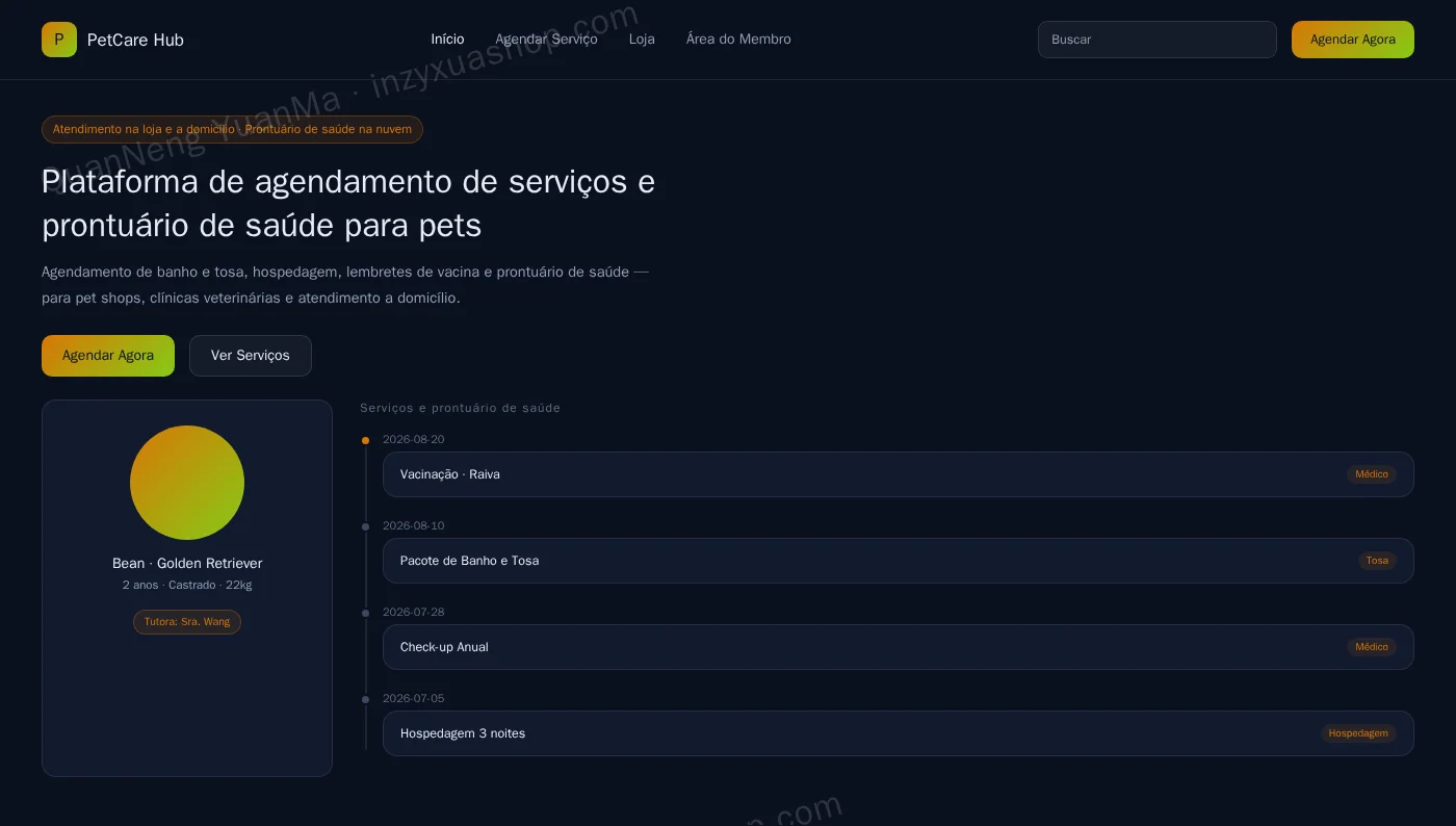 Frontend da plataforma de serviços para pets