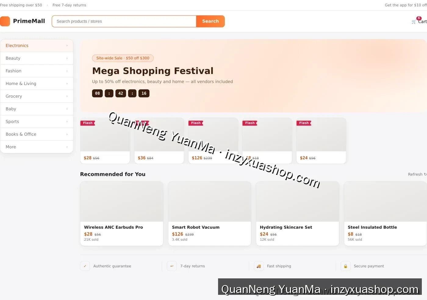 E-commerce storefront home screenshot