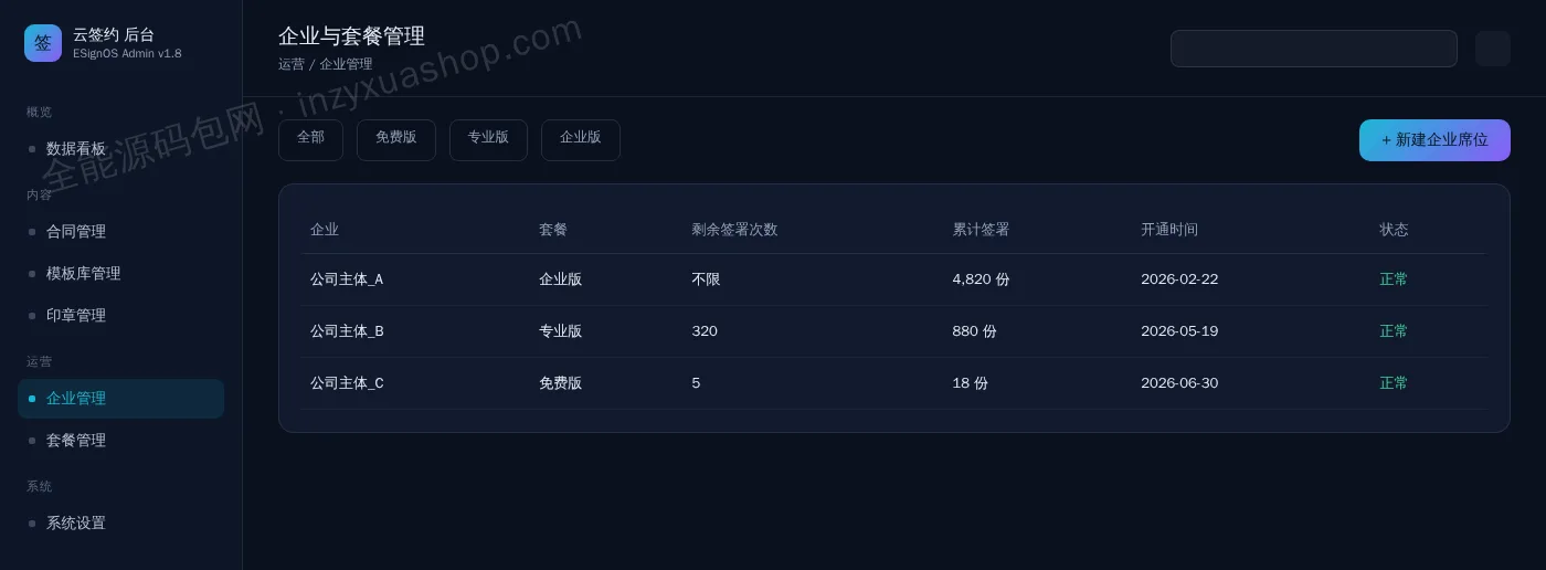 电子签约系统后台企业管理