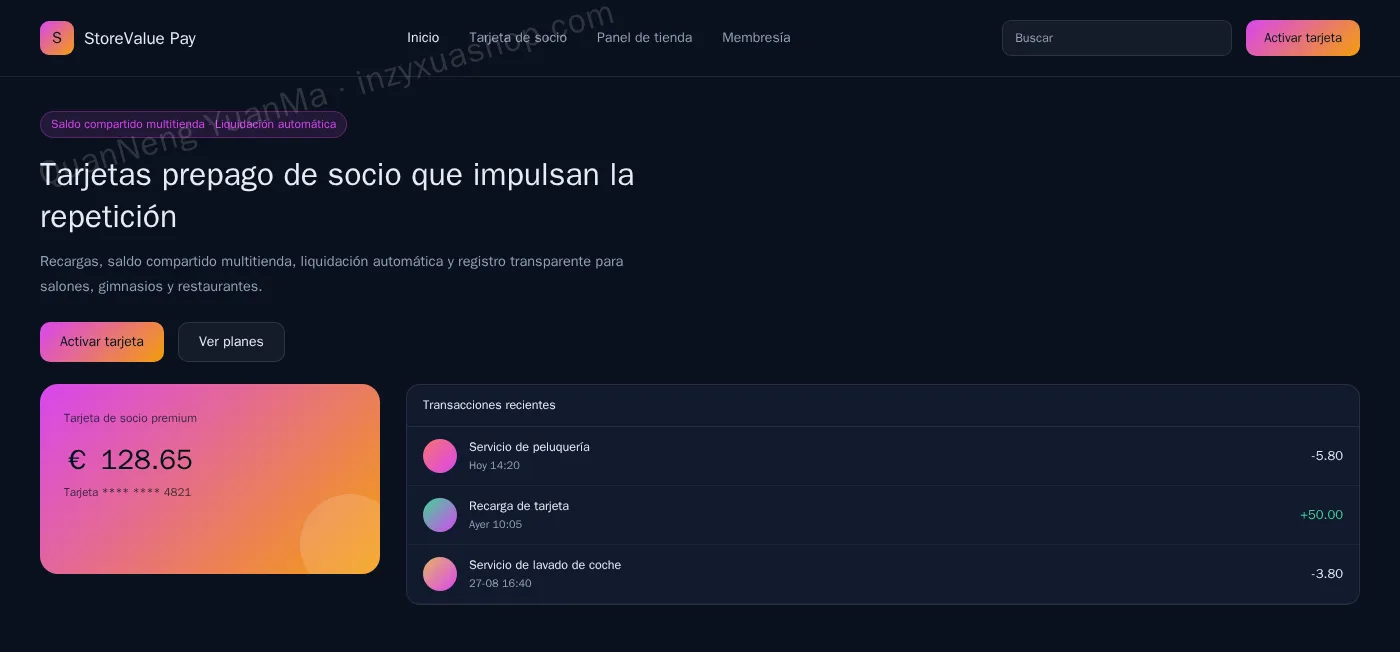 Frontend de tarjeta prepago de socio