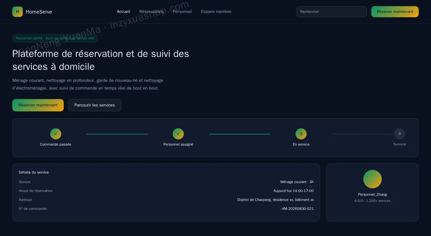 Frontend de la plateforme de services à domicile