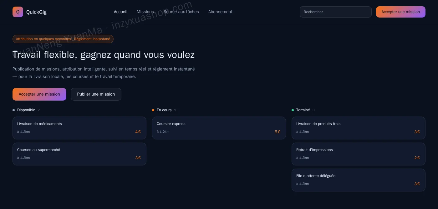 Frontend de la plateforme d'économie gig