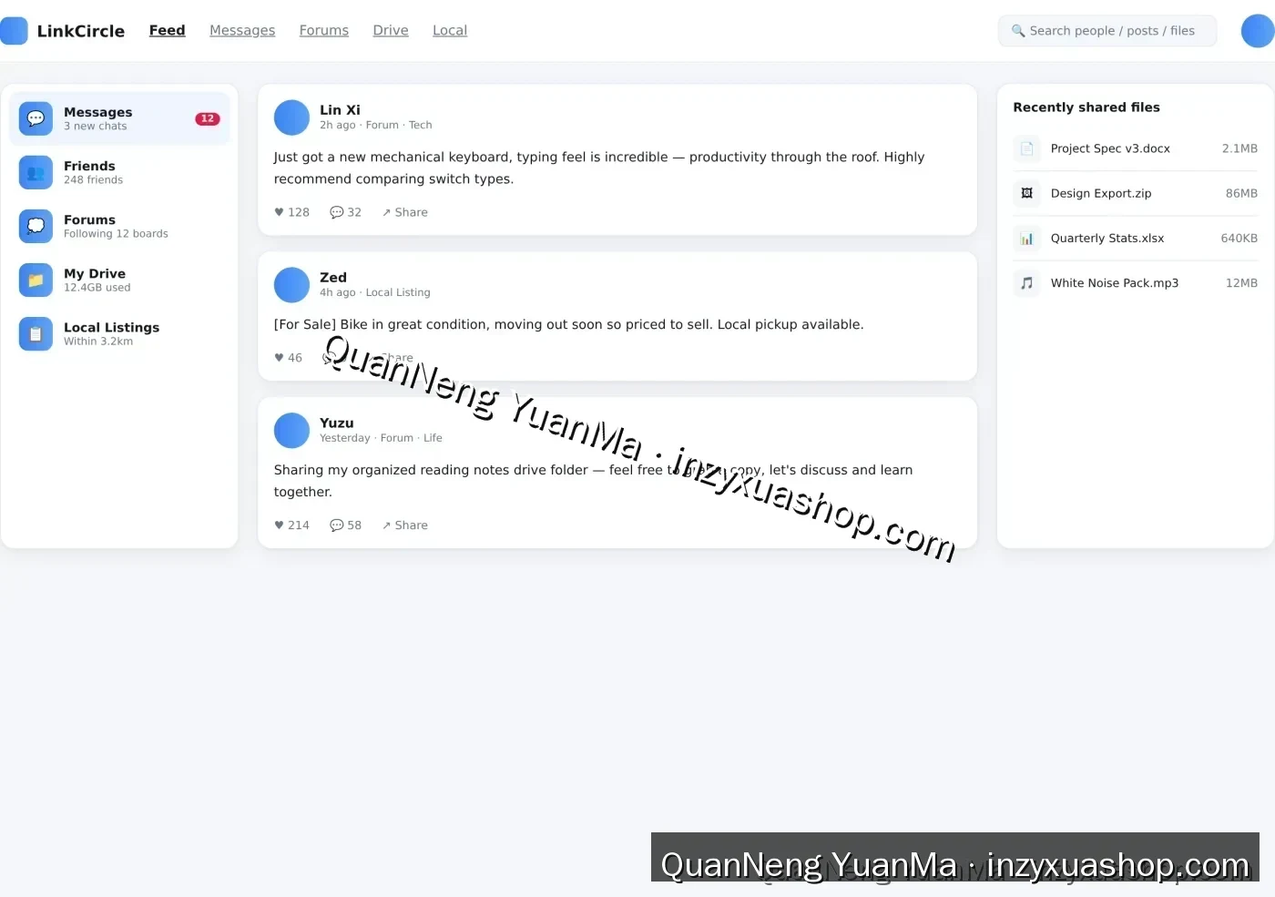 Social app frontend screenshot