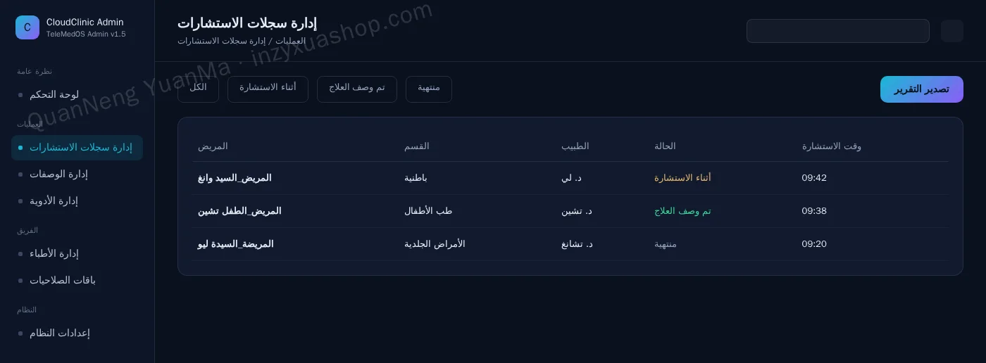 لوحة تحكم سجلات الاستشارات