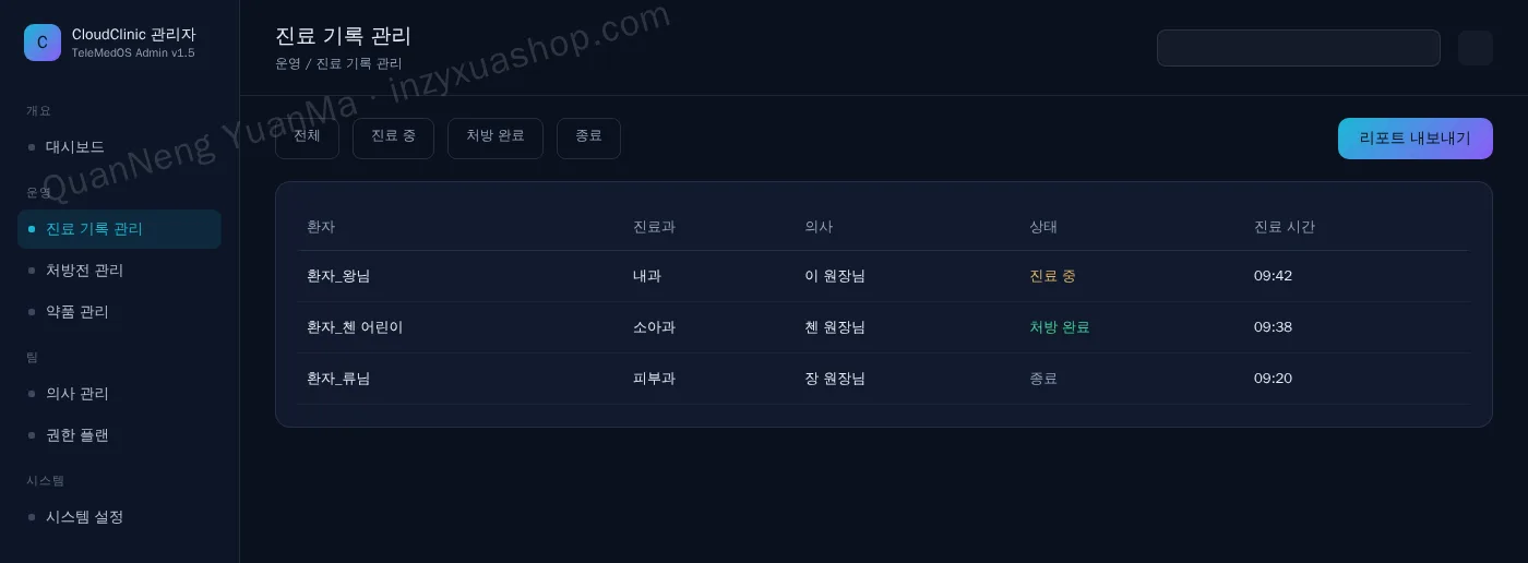 비대면 진료 플랫폼 관리자·진료 기록
