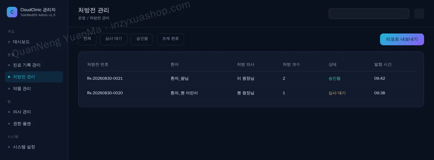 비대면 진료 플랫폼 관리자·처방전 관리